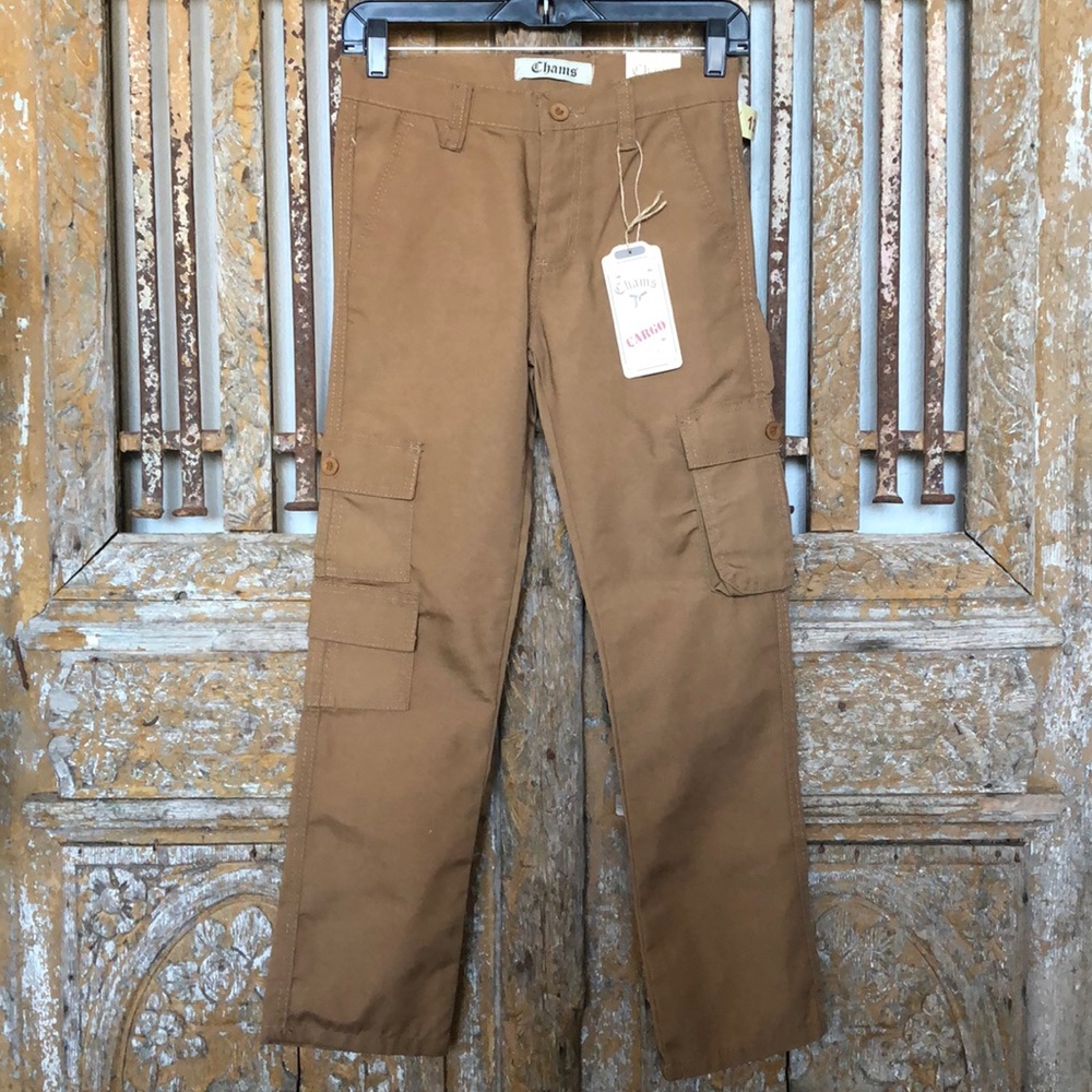 CHAMS TAN CARGO PANTS BOYS 12 NEW